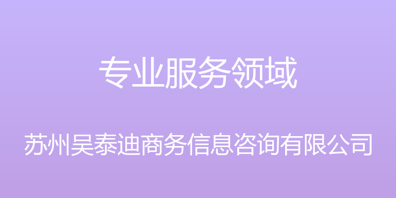 专业服务领域 - 苏州吴泰迪商务信息咨询有限公司